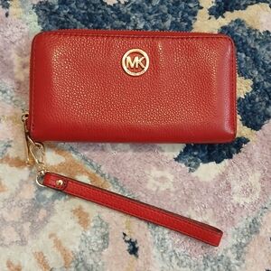 Michael Kors Red Leather Wristlet